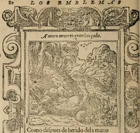 An illustration from Los emblemas de Alciato : traducidos en rhimas españolas ... (1549)