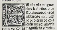 An illustration from Los tratados del doctor Alonso Ortiz : Tratado dela herida del rey. : Tratado consolatorio a la princesa de Portugal. : Item vna oracion alos reyes en latin y en romance : Item dos cartas me[n]ajeras a los reyes. Vna que embio [sic] la cibdad [sic] la otra el cabildo dela yglesia de Toledo : Tratado contra la carta del prothonotario de Lucena