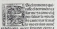 An illustration from Los tratados del doctor Alonso Ortiz : Tratado dela herida del rey. : Tratado consolatorio a la princesa de Portugal. : Item vna oracion alos reyes en latin y en romance : Item dos cartas me[n]ajeras a los reyes. Vna que embio [sic] la cibdad [sic] la otra el cabildo dela yglesia de Toledo : Tratado contra la carta del prothonotario de Lucena