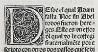 An illustration from Los tratados del doctor Alonso Ortiz : Tratado dela herida del rey. : Tratado consolatorio a la princesa de Portugal. : Item vna oracion alos reyes en latin y en romance : Item dos cartas me[n]ajeras a los reyes. Vna que embio [sic] la cibdad [sic] la otra el cabildo dela yglesia de Toledo : Tratado contra la carta del prothonotario de Lucena