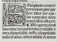 An illustration from Los tratados del doctor Alonso Ortiz : Tratado dela herida del rey. : Tratado consolatorio a la princesa de Portugal. : Item vna oracion alos reyes en latin y en romance : Item dos cartas me[n]ajeras a los reyes. Vna que embio [sic] la cibdad [sic] la otra el cabildo dela yglesia de Toledo : Tratado contra la carta del prothonotario de Lucena