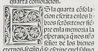 An illustration from Los tratados del doctor Alonso Ortiz : Tratado dela herida del rey. : Tratado consolatorio a la princesa de Portugal. : Item vna oracion alos reyes en latin y en romance : Item dos cartas me[n]ajeras a los reyes. Vna que embio [sic] la cibdad [sic] la otra el cabildo dela yglesia de Toledo : Tratado contra la carta del prothonotario de Lucena