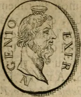 An illustration from L'utilité des voyages : qui concernent la connoissance des médailles, inscriptions, statues, dieux lares, peintures anciennes, et les bas reliefs, pierres precieuses et gravées, cachets, talismans, anneaux, manuscrits, langues, & autres choses remarquables, et l'avantage que la recherche de toutes ces antiquitez procure aux sçavans, avec un memoire de quelques observations generales qu'on peut faire pour ne pas voyager inutilement (1693)