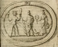 An illustration from L'utilité des voyages : qui concernent la connoissance des médailles, inscriptions, statues, dieux lares, peintures anciennes, et les bas reliefs, pierres precieuses et gravées, cachets, talismans, anneaux, manuscrits, langues, & autres choses remarquables, et l'avantage que la recherche de toutes ces antiquitez procure aux sçavans, avec un memoire de quelques observations generales qu'on peut faire pour ne pas voyager inutilement (1693)
