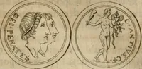 An illustration from L'utilité des voyages : qui concernent la connoissance des médailles, inscriptions, statues, dieux lares, peintures anciennes, et les bas reliefs, pierres precieuses et gravées, cachets, talismans, anneaux, manuscrits, langues, & autres choses remarquables, et l'avantage que la recherche de toutes ces antiquitez procure aux sçavans, avec un memoire de quelques observations generales qu'on peut faire pour ne pas voyager inutilement (1693)