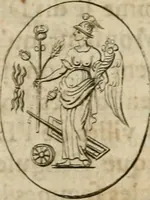 An illustration from L'utilité des voyages : qui concernent la connoissance des médailles, inscriptions, statues, dieux lares, peintures anciennes, et les bas reliefs, pierres precieuses et gravées, cachets, talismans, anneaux, manuscrits, langues, & autres choses remarquables, et l'avantage que la recherche de toutes ces antiquitez procure aux sçavans, avec un memoire de quelques observations generales qu'on peut faire pour ne pas voyager inutilement (1693)