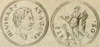 An illustration from L'utilité des voyages : qui concernent la connoissance des médailles, inscriptions, statues, dieux lares, peintures anciennes, et les bas reliefs, pierres precieuses et gravées, cachets, talismans, anneaux, manuscrits, langues, & autres choses remarquables, et l'avantage que la recherche de toutes ces antiquitez procure aux sçavans, avec un memoire de quelques observations generales qu'on peut faire pour ne pas voyager inutilement (1693)