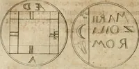 An illustration from L'utilité des voyages : qui concernent la connoissance des médailles, inscriptions, statues, dieux lares, peintures anciennes, et les bas reliefs, pierres precieuses et gravées, cachets, talismans, anneaux, manuscrits, langues, & autres choses remarquables, et l'avantage que la recherche de toutes ces antiquitez procure aux sçavans, avec un memoire de quelques observations generales qu'on peut faire pour ne pas voyager inutilement (1693)
