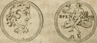 An illustration from L'utilité des voyages : qui concernent la connoissance des médailles, inscriptions, statues, dieux lares, peintures anciennes, et les bas reliefs, pierres precieuses et gravées, cachets, talismans, anneaux, manuscrits, langues, & autres choses remarquables, et l'avantage que la recherche de toutes ces antiquitez procure aux sçavans, avec un memoire de quelques observations generales qu'on peut faire pour ne pas voyager inutilement (1693)