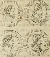 An illustration from L'utilité des voyages : qui concernent la connoissance des médailles, inscriptions, statues, dieux lares, peintures anciennes, et les bas reliefs, pierres precieuses et gravées, cachets, talismans, anneaux, manuscrits, langues, & autres choses remarquables, et l'avantage que la recherche de toutes ces antiquitez procure aux sçavans, avec un memoire de quelques observations generales qu'on peut faire pour ne pas voyager inutilement (1693)