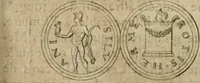 An illustration from L'utilité des voyages : qui concernent la connoissance des médailles, inscriptions, statues, dieux lares, peintures anciennes, et les bas reliefs, pierres precieuses et gravées, cachets, talismans, anneaux, manuscrits, langues, & autres choses remarquables, et l'avantage que la recherche de toutes ces antiquitez procure aux sçavans, avec un memoire de quelques observations generales qu'on peut faire pour ne pas voyager inutilement (1693)