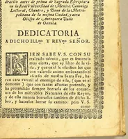 An illustration from Luz, methodo, de confesar idolatras [sic], y destierro de idolatrias, debajo del tratado siguiente. : Tratado de avisos, y puntos importantes, de la abominable seta de la idolatria, para examinar por ellos el penitente en el fuero interior de la conciencia, y exterior judicial ... (1692)