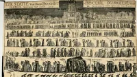 An illustration from Lyk-predicatie op de begravenisse van Hare Hoogheit, mevrouwe de Princesse Douariere d'Orange, geschiet by avont, met solemnele stacy, den 21. van winter-maand, 1675 : na haar salig overlyden op den 8. van herfst-maant, in 't 74. jaar des ouderdoms : gedaan daags daar aan, op de groote zaal van haar hof in 's Gravenhage, op ordre en in 't bywesen Harer Hoogheden de doorlugtige nakomelingen en erven (1676)