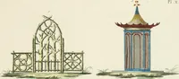 An illustration from Magazijn van tuin-sieraaden, of, Verzameling van modellen van aanleg en sieraad, voor groote en kleine lust-hoven, voorn amelijk van dezulke die, met weinig kosten, te maaken zijn (1802)