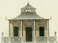 An illustration from Magazijn van tuin-sieraaden, of, Verzameling van modellen van aanleg en sieraad, voor groote en kleine lust-hoven, voorn amelijk van dezulke die, met weinig kosten, te maaken zijn (1802)