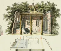 Picture 12 of 16 from Magazijn van tuin-sieraaden, of, Verzameling van modellen van aanleg en sieraad, voor groote en kleine lust-hoven, voorn amelijk van dezulke die, met weinig kosten, te maaken zijn (1802), leaf 20