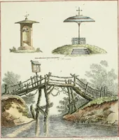 An illustration from Magazijn van tuin-sieraaden, of, Verzameling van modellen van aanleg en sieraad, voor groote en kleine lust-hoven, voorn amelijk van dezulke die, met weinig kosten, te maaken zijn (1802)