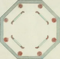 An illustration from Magazijn van tuin-sieraaden, of, Verzameling van modellen van aanleg en sieraad, voor groote en kleine lust-hoven, voorn amelijk van dezulke die, met weinig kosten, te maaken zijn (1802)