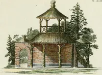 An illustration from Magazijn van tuin-sieraaden, of, Verzameling van modellen van aanleg en sieraad, voor groote en kleine lust-hoven, voorn amelijk van dezulke die, met weinig kosten, te maaken zijn (1802)