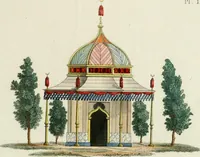 An illustration from Magazijn van tuin-sieraaden, of, Verzameling van modellen van aanleg en sieraad, voor groote en kleine lust-hoven, voorn amelijk van dezulke die, met weinig kosten, te maaken zijn (1802)