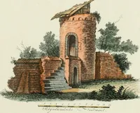 An illustration from Magazijn van tuin-sieraaden, of, Verzameling van modellen van aanleg en sieraad, voor groote en kleine lust-hoven, voorn amelijk van dezulke die, met weinig kosten, te maaken zijn (1802)