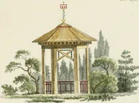 An illustration from Magazijn van tuin-sieraaden, of, Verzameling van modellen van aanleg en sieraad, voor groote en kleine lust-hoven, voorn amelijk van dezulke die, met weinig kosten, te maaken zijn (1802)