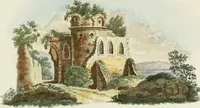 An illustration from Magazijn van tuin-sieraaden, of, Verzameling van modellen van aanleg en sieraad, voor groote en kleine lust-hoven, voorn amelijk van dezulke die, met weinig kosten, te maaken zijn (1802)