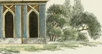 An illustration from Magazijn van tuin-sieraaden, of, Verzameling van modellen van aanleg en sieraad, voor groote en kleine lust-hoven, voorn amelijk van dezulke die, met weinig kosten, te maaken zijn (1802)