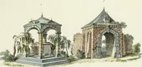 An illustration from Magazijn van tuin-sieraaden, of, Verzameling van modellen van aanleg en sieraad, voor groote en kleine lust-hoven, voorn amelijk van dezulke die, met weinig kosten, te maaken zijn (1802)
