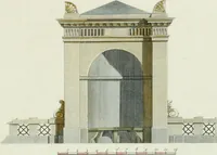 An illustration from Magazijn van tuin-sieraaden, of, Verzameling van modellen van aanleg en sieraad, voor groote en kleine lust-hoven, voorn amelijk van dezulke die, met weinig kosten, te maaken zijn (1802)