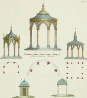An illustration from Magazijn van tuin-sieraaden, of, Verzameling van modellen van aanleg en sieraad, voor groote en kleine lust-hoven, voorn amelijk van dezulke die, met weinig kosten, te maaken zijn (1802)