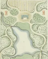 An illustration from Magazijn van tuin-sieraaden, of, Verzameling van modellen van aanleg en sieraad, voor groote en kleine lust-hoven, voorn amelijk van dezulke die, met weinig kosten, te maaken zijn (1802)