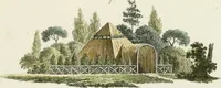 An illustration from Magazijn van tuin-sieraaden, of, Verzameling van modellen van aanleg en sieraad, voor groote en kleine lust-hoven, voorn amelijk van dezulke die, met weinig kosten, te maaken zijn (1802)