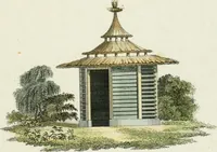 An illustration from Magazijn van tuin-sieraaden, of, Verzameling van modellen van aanleg en sieraad, voor groote en kleine lust-hoven, voorn amelijk van dezulke die, met weinig kosten, te maaken zijn (1802)