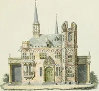 An illustration from Magazijn van tuin-sieraaden, of, Verzameling van modellen van aanleg en sieraad, voor groote en kleine lust-hoven, voorn amelijk van dezulke die, met weinig kosten, te maaken zijn (1802)