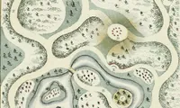 An illustration from Magazijn van tuin-sieraaden, of, Verzameling van modellen van aanleg en sieraad, voor groote en kleine lust-hoven, voorn amelijk van dezulke die, met weinig kosten, te maaken zijn (1802)