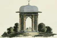An illustration from Magazijn van tuin-sieraaden, of, Verzameling van modellen van aanleg en sieraad, voor groote en kleine lust-hoven, voorn amelijk van dezulke die, met weinig kosten, te maaken zijn (1802)