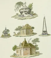 An illustration from Magazijn van tuin-sieraaden, of, Verzameling van modellen van aanleg en sieraad, voor groote en kleine lust-hoven, voorn amelijk van dezulke die, met weinig kosten, te maaken zijn (1802)