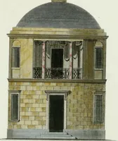 An illustration from Magazijn van tuin-sieraaden, of, Verzameling van modellen van aanleg en sieraad, voor groote en kleine lust-hoven, voorn amelijk van dezulke die, met weinig kosten, te maaken zijn (1802)