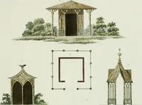 An illustration from Magazijn van tuin-sieraaden, of, Verzameling van modellen van aanleg en sieraad, voor groote en kleine lust-hoven, voorn amelijk van dezulke die, met weinig kosten, te maaken zijn (1802)