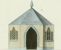 An illustration from Magazijn van tuin-sieraaden, of, Verzameling van modellen van aanleg en sieraad, voor groote en kleine lust-hoven, voorn amelijk van dezulke die, met weinig kosten, te maaken zijn (1802)