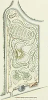 An illustration from Magazijn van tuin-sieraaden, of, Verzameling van modellen van aanleg en sieraad, voor groote en kleine lust-hoven, voorn amelijk van dezulke die, met weinig kosten, te maaken zijn (1802)
