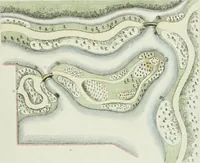 An illustration from Magazijn van tuin-sieraaden, of, Verzameling van modellen van aanleg en sieraad, voor groote en kleine lust-hoven, voorn amelijk van dezulke die, met weinig kosten, te maaken zijn (1802)