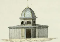 An illustration from Magazijn van tuin-sieraaden, of, Verzameling van modellen van aanleg en sieraad, voor groote en kleine lust-hoven, voorn amelijk van dezulke die, met weinig kosten, te maaken zijn (1802)