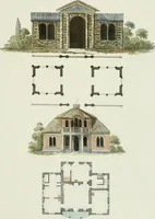 An illustration from Magazijn van tuin-sieraaden, of, Verzameling van modellen van aanleg en sieraad, voor groote en kleine lust-hoven, voorn amelijk van dezulke die, met weinig kosten, te maaken zijn (1802)