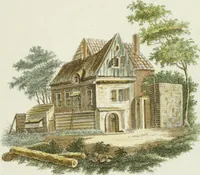 An illustration from Magazijn van tuin-sieraaden, of, Verzameling van modellen van aanleg en sieraad, voor groote en kleine lust-hoven, voorn amelijk van dezulke die, met weinig kosten, te maaken zijn (1802)