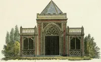 An illustration from Magazijn van tuin-sieraaden, of, Verzameling van modellen van aanleg en sieraad, voor groote en kleine lust-hoven, voorn amelijk van dezulke die, met weinig kosten, te maaken zijn (1802)