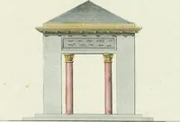 An illustration from Magazijn van tuin-sieraaden, of, Verzameling van modellen van aanleg en sieraad, voor groote en kleine lust-hoven, voorn amelijk van dezulke die, met weinig kosten, te maaken zijn (1802)
