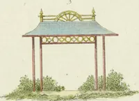An illustration from Magazijn van tuin-sieraaden, of, Verzameling van modellen van aanleg en sieraad, voor groote en kleine lust-hoven, voorn amelijk van dezulke die, met weinig kosten, te maaken zijn (1802)
