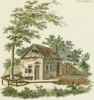 An illustration from Magazijn van tuin-sieraaden, of, Verzameling van modellen van aanleg en sieraad, voor groote en kleine lust-hoven, voorn amelijk van dezulke die, met weinig kosten, te maaken zijn (1802)